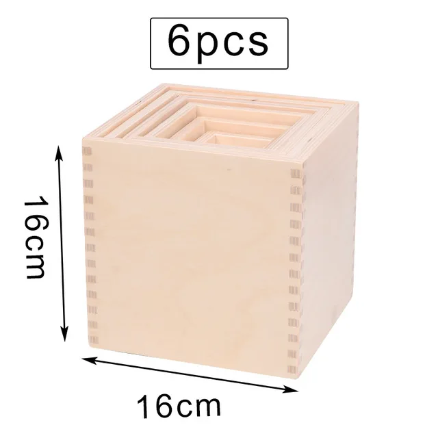 6-BOX wood Детские игрушки, большой размер, Радужный штабелер, деревянные игрушки для детей, креативные радужные строительные блоки, Монтессори, обучающая игрушка для детей - Цвет: 6-BOX wood