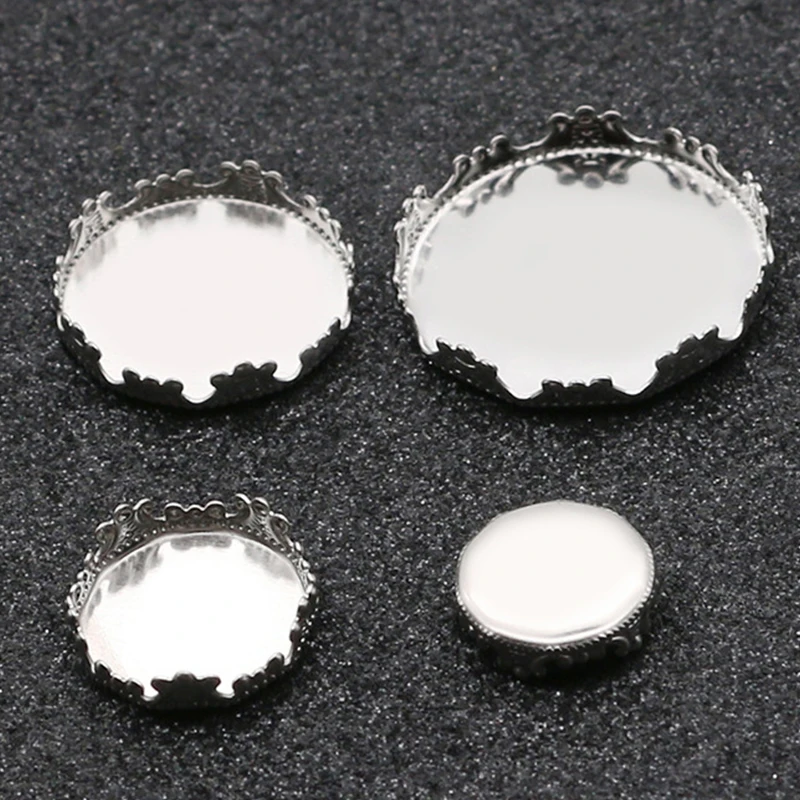 40pcs 2019 New Stainless Steel Fit 12 15 20 25mm Crown Pendant Base Jewelry Making Accessories Wholesale