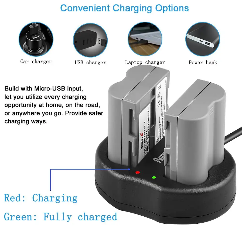 

4pc 2000mAh EN-EL3E EN EL3E EN-EL3e ENEL3E Battery + Dual USB Charger for Nikon D30 D50 D70 D80 D90 D100 D200 D300 D700 Camera