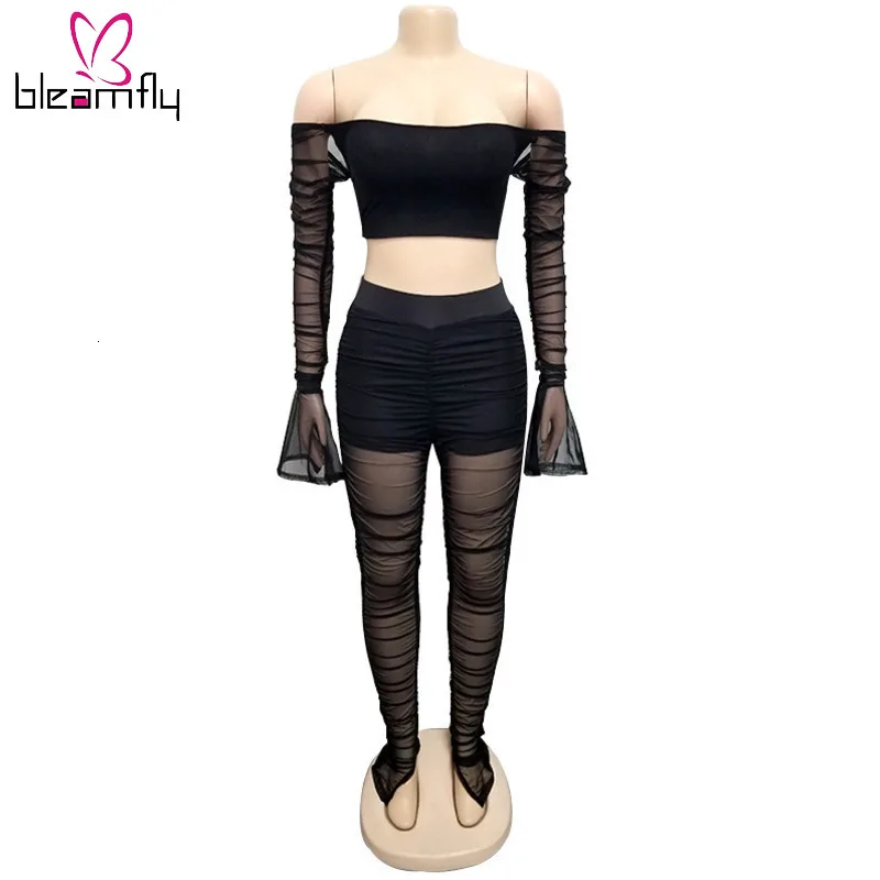 Сексуальный сетчатый прозрачный неоновый комплект из двух предметов с открытыми