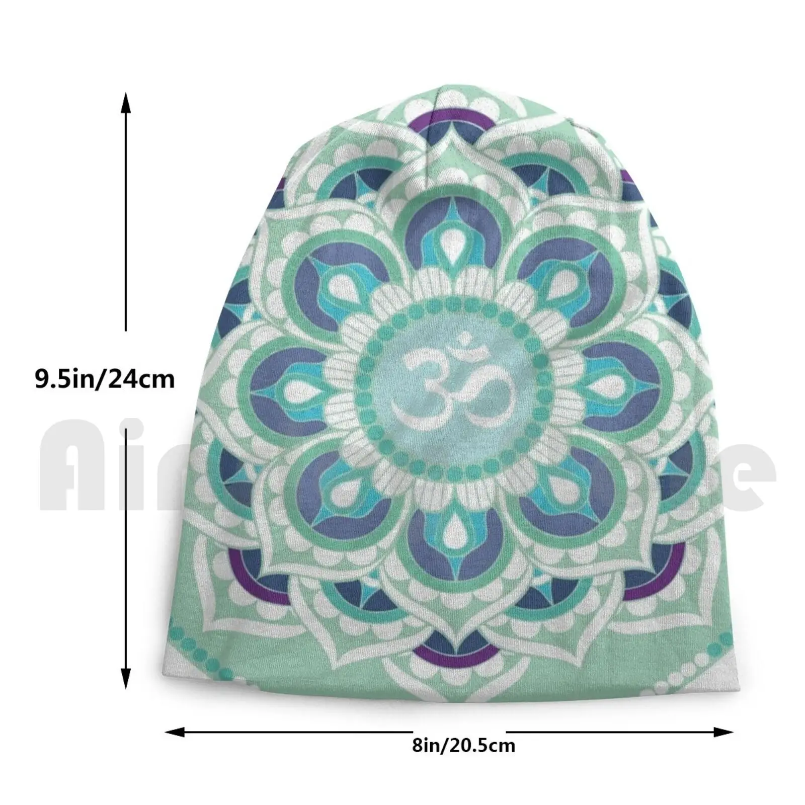 

Mandala Healing Beanies Knit Hat Hip Hop Mandala Om Yoga Healing Mandalas Green