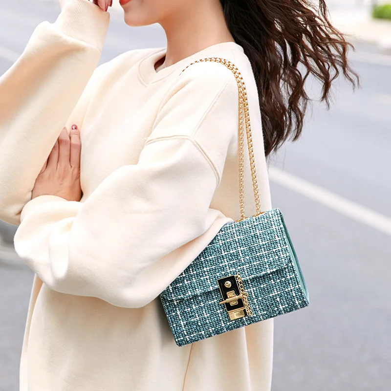 

Fashion Casual Ladies Handbags Sling Chain Shoulder Messenger Travel PU Envelope Flap Bag Blue