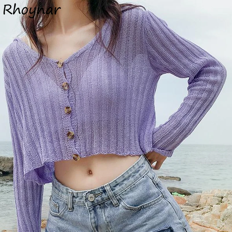 

Cardigans Women Long Sleeve Sun-proof Sexy Slim Knitted Beach Summer Copped All-match Ulzzang Streetwear Fashion New Hot Ladies