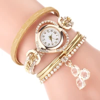 ccq top brand women bracelet watches ladies clover leather strap rhinestone quartz wrist watch luxury fashion quartz watch