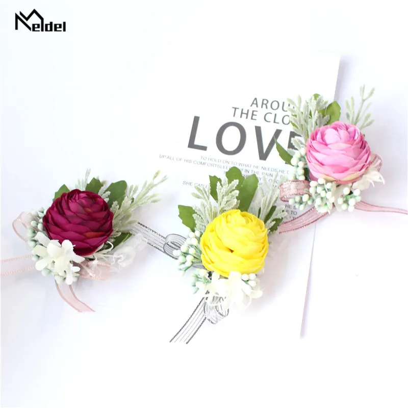Meldel бутоньерка мужской свадебный браслет для подружек невесты шелковые розы