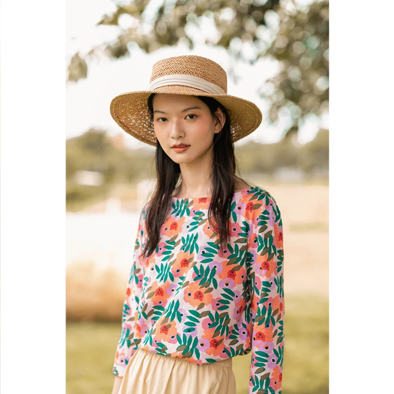 Осенняя винтажная женская рубашка INMAN хлопковые топы с круглым вырезом и рукавом