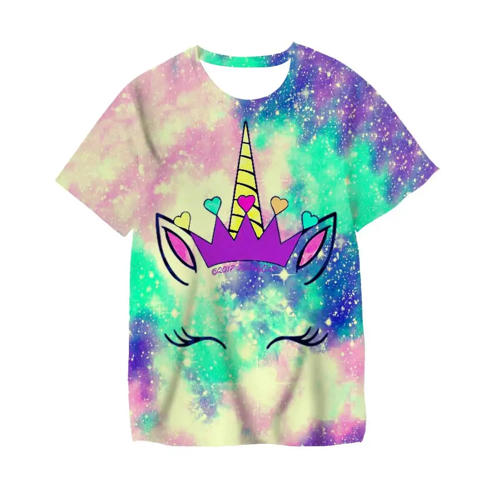 New Kids Girls T-Shirts Pink Unicorn 3 4 5 6 7 8 9 10 11 12 13 14 Years Old Clothing Tops |