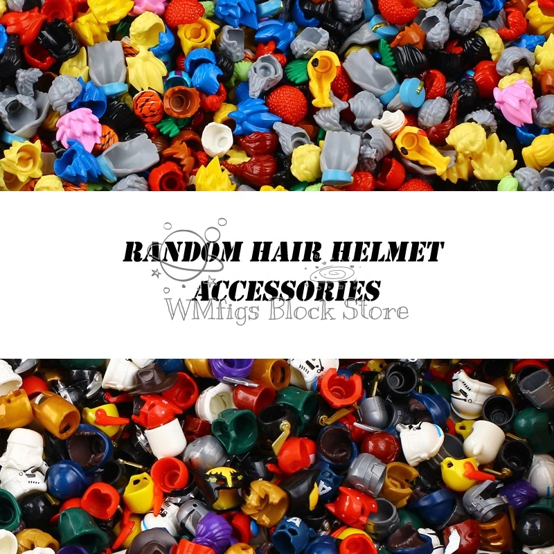 10PCS Random Helmet Hair Hat Building Blocks Accessories Toys Kaai Cartoon Movie Anime Series Gifts Creative MOC Children - купить по