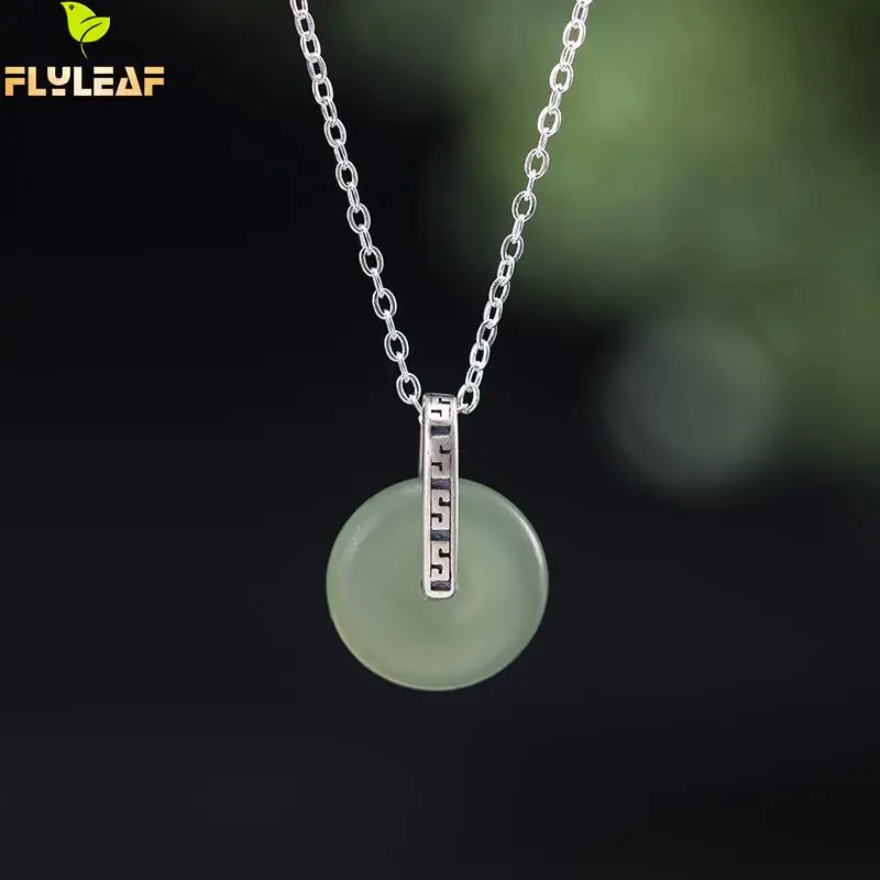 

Natural Jade Pendant Necklace For Women 925 Sterling Silver Elegant Women Vintage Jewelry Chinese Style Accessories Flyleaf New