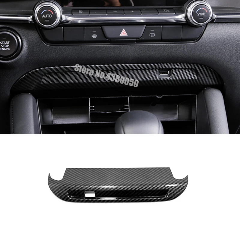 

ABS Matte/Carbon Fibre Car Central Control Panel Decoration Cover Trim Car-Styling For Mazda 3 2019 2020 Accessories 1pcs