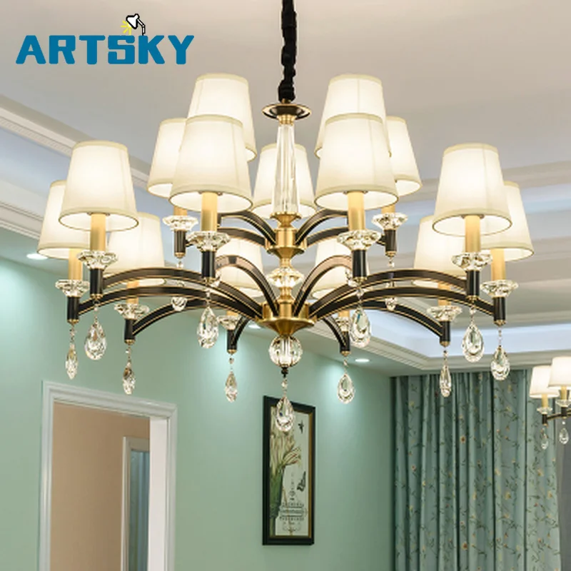 Простая бронзовая люстра в американском стиле для гостиной и уютные лампы