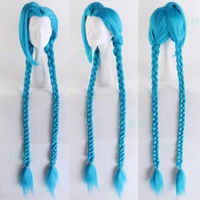 120cm46 8 lol jinx cosplay wig jinx blue braids the loose cannon wig with blue plaits jinx synthetic hair wig cap