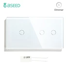 Сенсорный переключатель BSEED с диммером, 3 канала, 1 канал, сенсорный выключатель с регулируемой яркостью, светильник енный выключатель с прозрачным стеклом европейского стандарта, водонепроницаемый