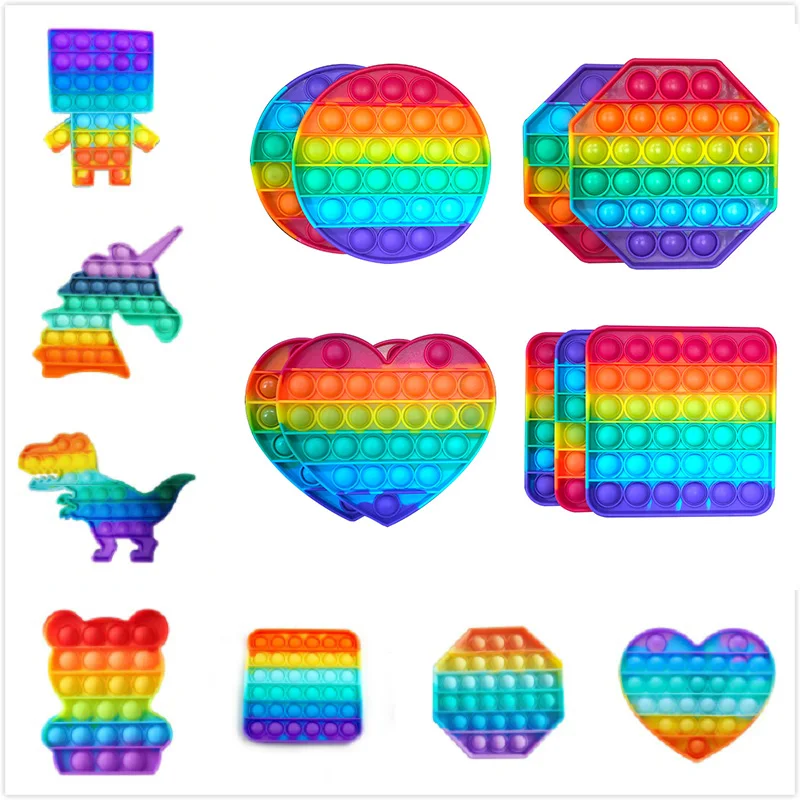 Новинка 100 шт. Радужный сенсорный пузырьковый фиджет от стресса с особыми
