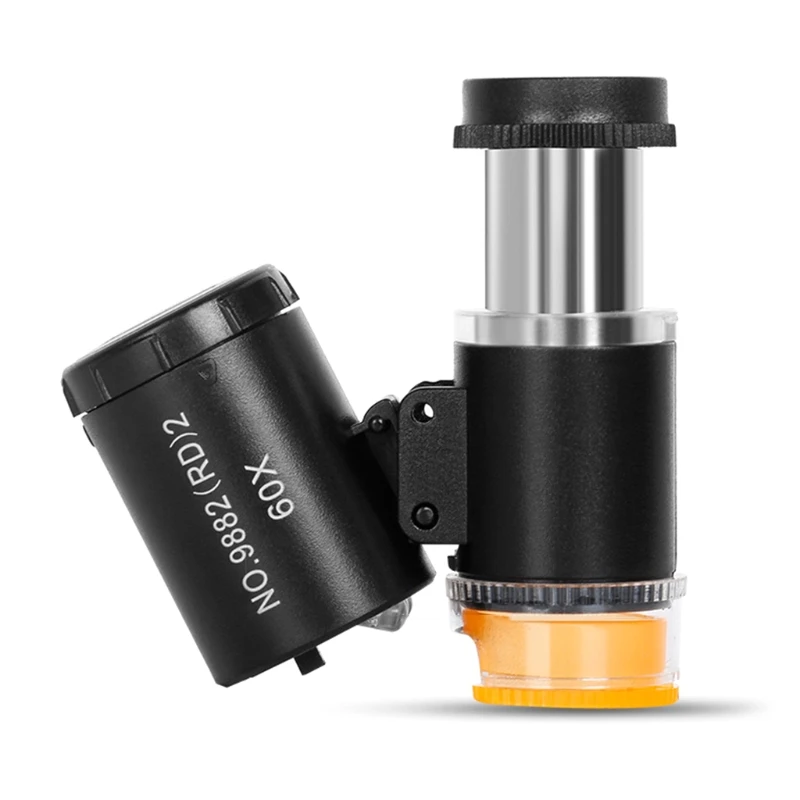

60X Loupe Portable Pocket LED Light Microscope Magnifier w/ 2 White LED & 1 UV Light Applicable Currency Jewelry
