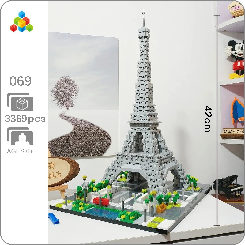 YZ 069 всемирно известная архитектура Париж Эйфелева башня DIY 3D модель 3369 шт Мини Алмазные строительные блоки игрушки для детей без коробки