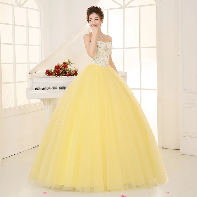 Очаровательные платья Quinceanera желтого цвета украшенный блестками и бисером