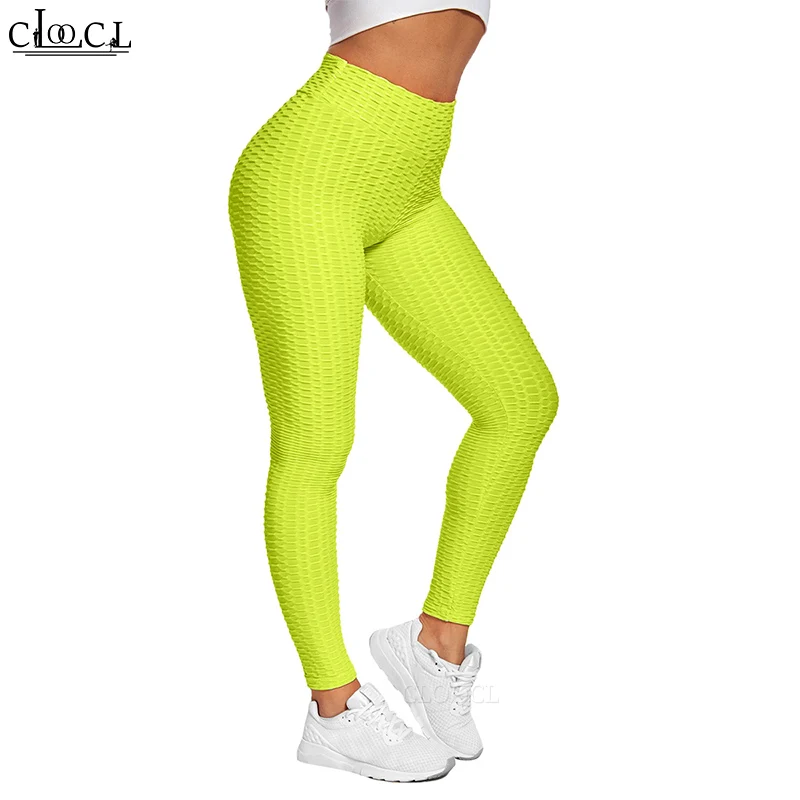

CLOOCL Fashion High Waist Yoga Pants Leggings Women Bubble Hip Lifting Exercise Fitness Running Pants Elastic Tights