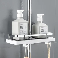 new shower storage rack bathroom shelf pole shelves shampoo tray stand single tier no drilling lifting rod shower head holder