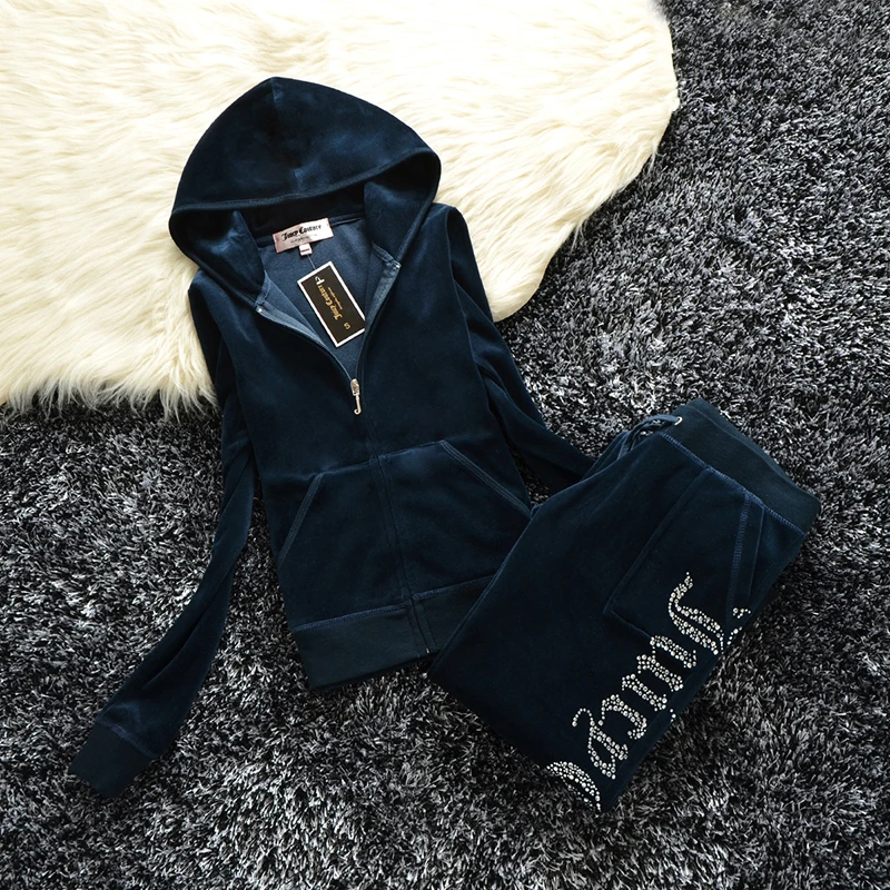 Spring/Fall 2022 Women's Brand Velvet Fabric Tracksuits Velour Suit Women Track Suit Hoodies And Pants Fat Sister SportswearXXXL