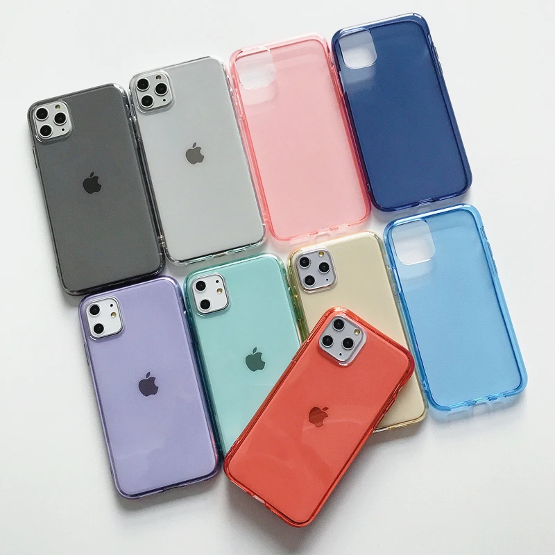 Мягкий прозрачный чехол из ТПУ для телефона iPhone 12 mini Pro Max карамельных цветов 11Pro 6s