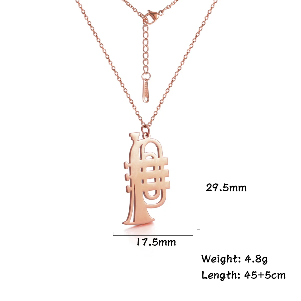 

My Shape Trumpet Necklace for Women Stainless Steel Hollow Out Pendant Necklaces Choker Fashion Jewelry collares collier femme