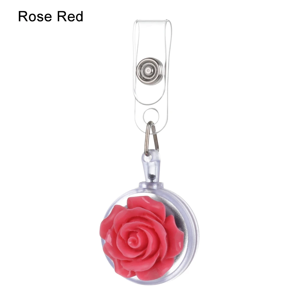 rose red 1 1 шт., новинка, мини, выдвижной значок, ID талреп, имя, бирка, карта, держатель, катушки, брелок, цепь, зажимы, школьные, офисные принадлежности - Цвет: rose red 1