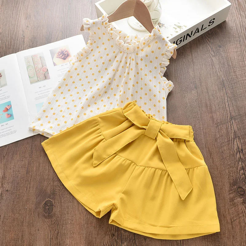 Melario Polka Dot Printed Casual Clothing Sets for Girls Sleeveless T Shirt Shorts 2pcs Suits Toddler Girl Clothes Outfit | Детская
