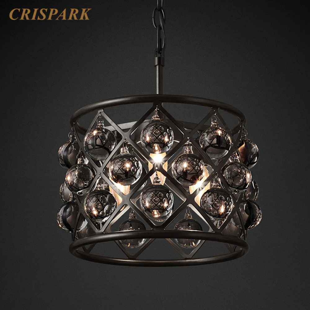 Черная Круглая Люстра со Спенсером ing E12 винтажная Минималистичная Подвесная