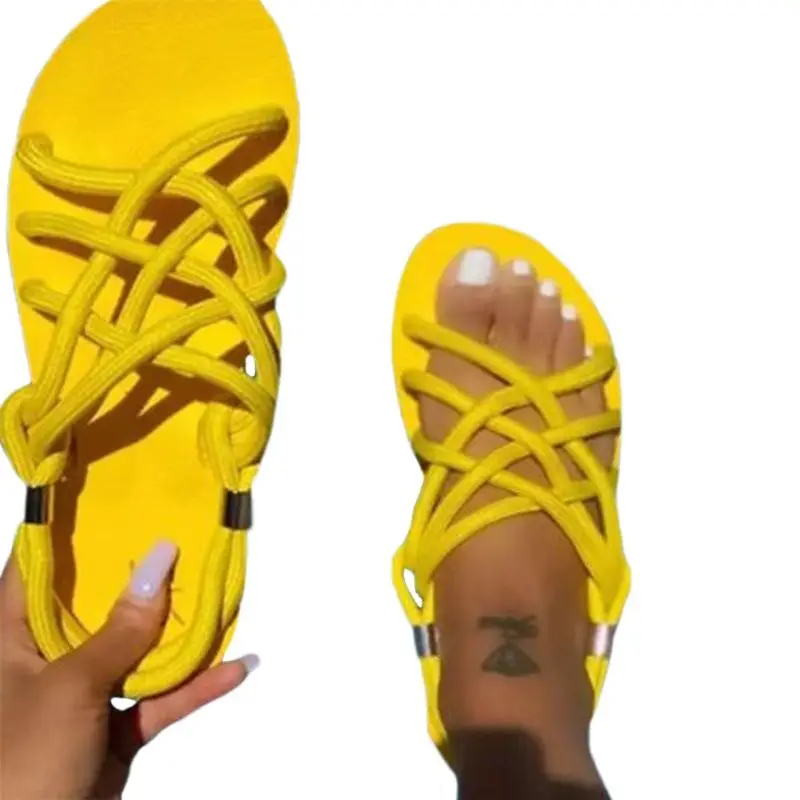 

Women Summer Flat Open Toe Sandals 2021 New Fashion Solid Color Plus Size Outdoor Beach Sandalias De Mujer Shoes For Women 43