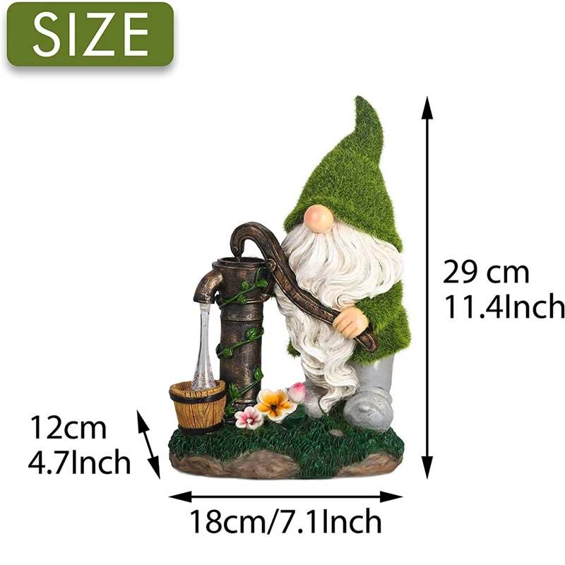 

Solar Dwarf Garden Statue Green Hat Dwarf Resin Statue Solar Decorative Light