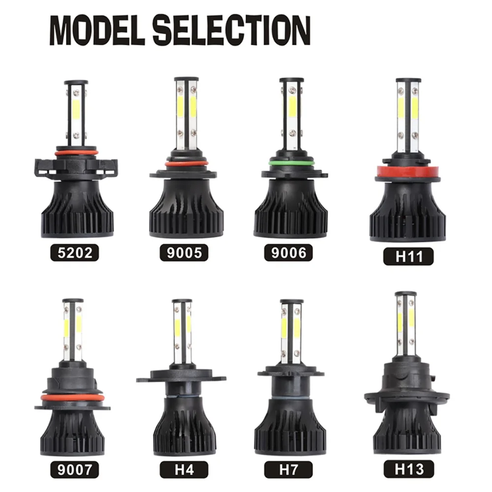 Комплект из 2 предметов новинка 4 стороны СВЕТОДИОДНЫЙ 6500K H11 H4 H7 H1 H3 H8 9004 9005 9006 9007