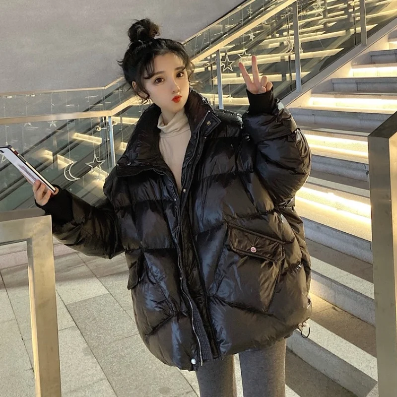 Winter Casual Women Coat Korean Bread Outerwear Loose Puffer Jacket CasualThicken Warm Black Cotton Jacket Woman Tops