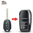 Dandkey 10 шт. модифицированные 2 кнопки для Toyota YARIS VIOS Prado Camry флип складной дистанционный ключ оболочка для ключа без рисунка