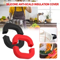 2 pair silicone hot handle holder scald proof heat resistant pot grip handle cover for frying pans griddles skillets