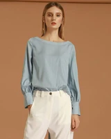 womens smoky blue shirt designer style top for ladies