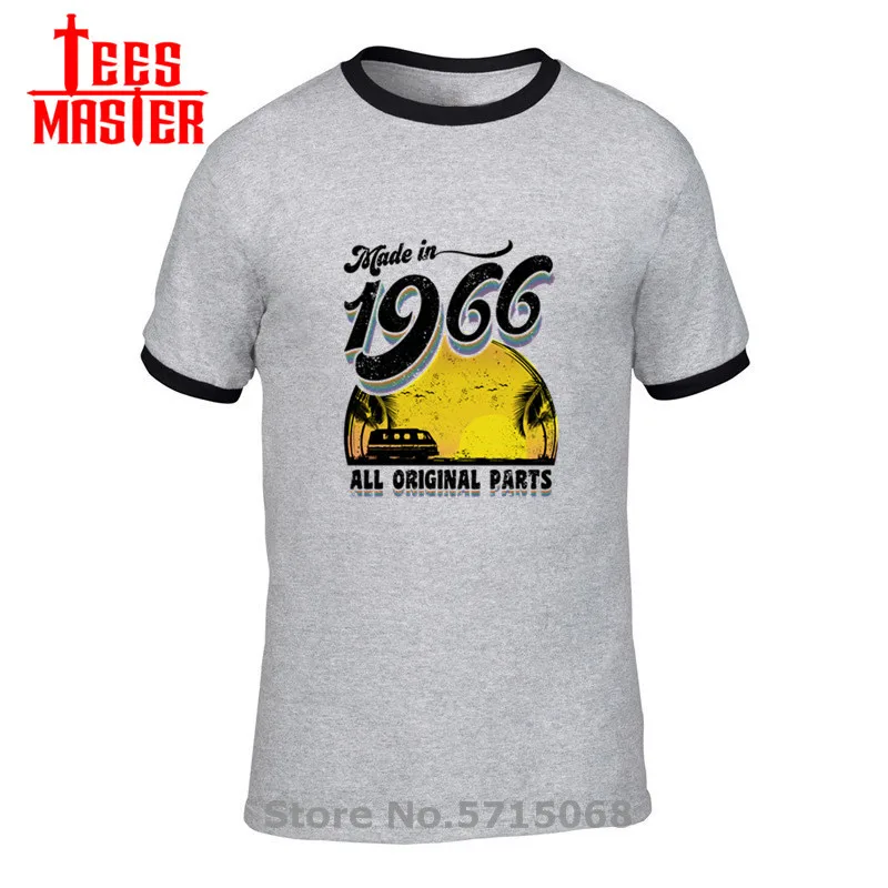 Geek Parody Made in 1966 All Original Parts Men's T shirt 52th Birthday Gift Retro Tee Best father present vintage T-shirts | Мужская