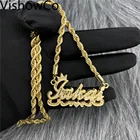 VishowCo циркониевое ожерелье с именем под заказ двойная позолоченная табличка 3D ожерелье ожерелья с именем под заказ золотистый чокер женский подарок