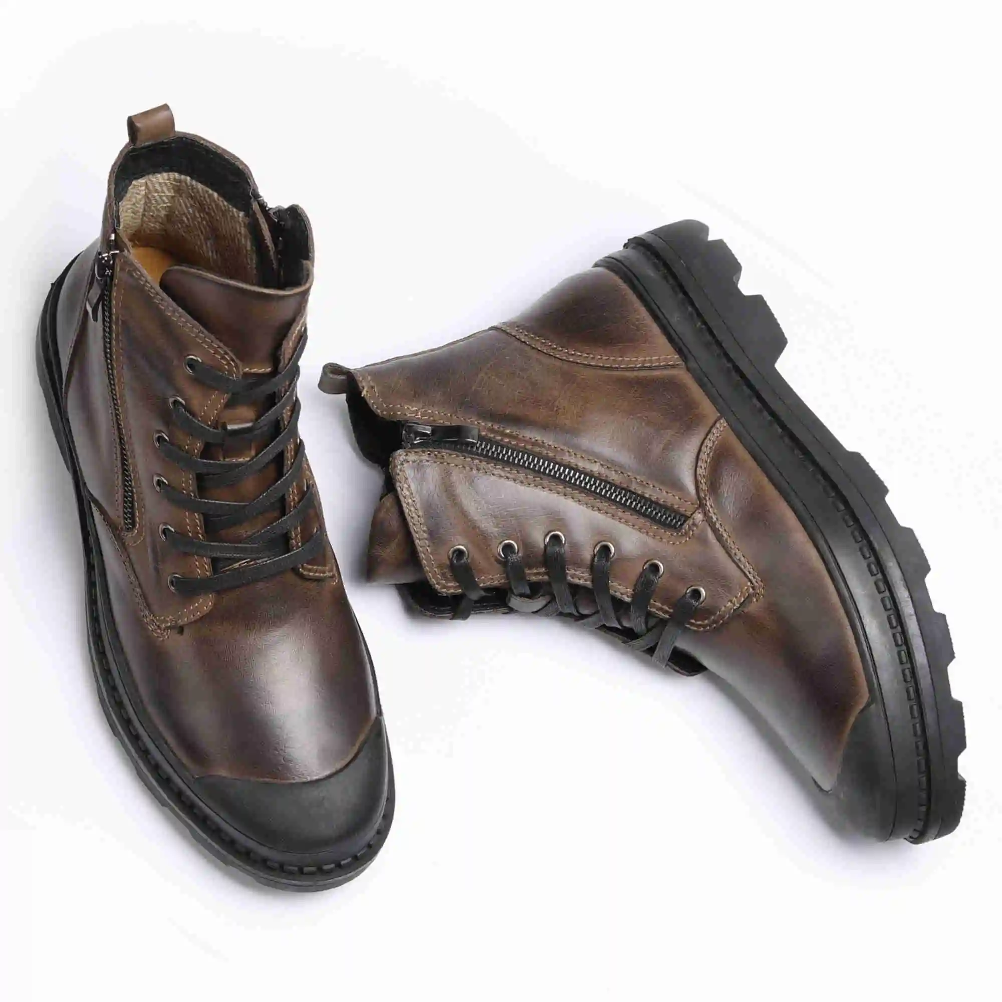 

Men's natural leather winter boots, vintage handmade shoes, leather,