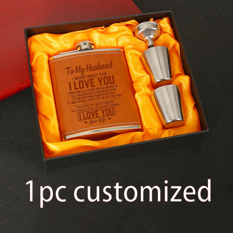 Семейный набор с очками для мужчин, женщин, мужчин, папа, нержавеющая сталь, кожаная колба, подарочный набор для ликера 7 унций JH005