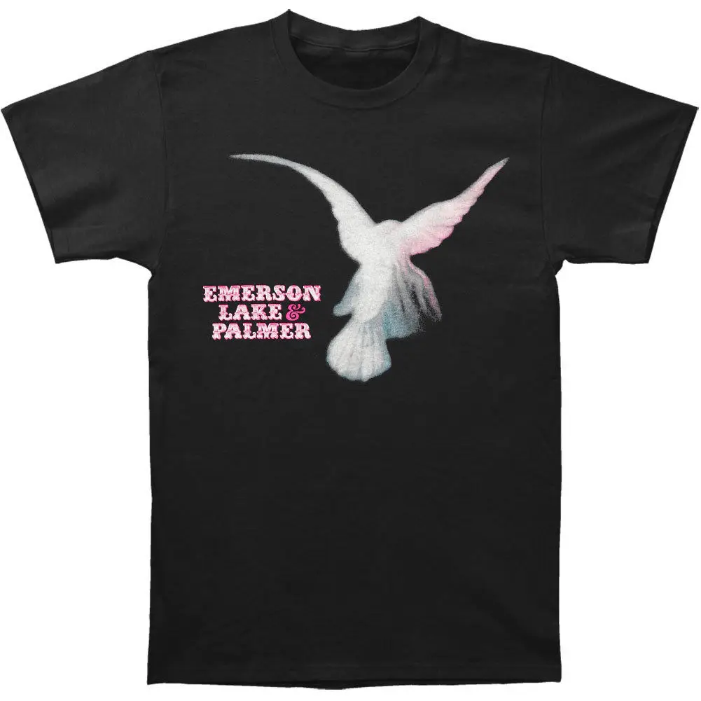 Emerson Lake и Палмер мужские птица Slim Fit Футболка Большой Черный Забавный хлопковая