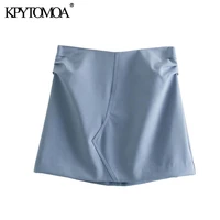kpytomoa women 2021 chic fashion with lining pleated mini skirt vintage high waist back zipper female skirt mujer