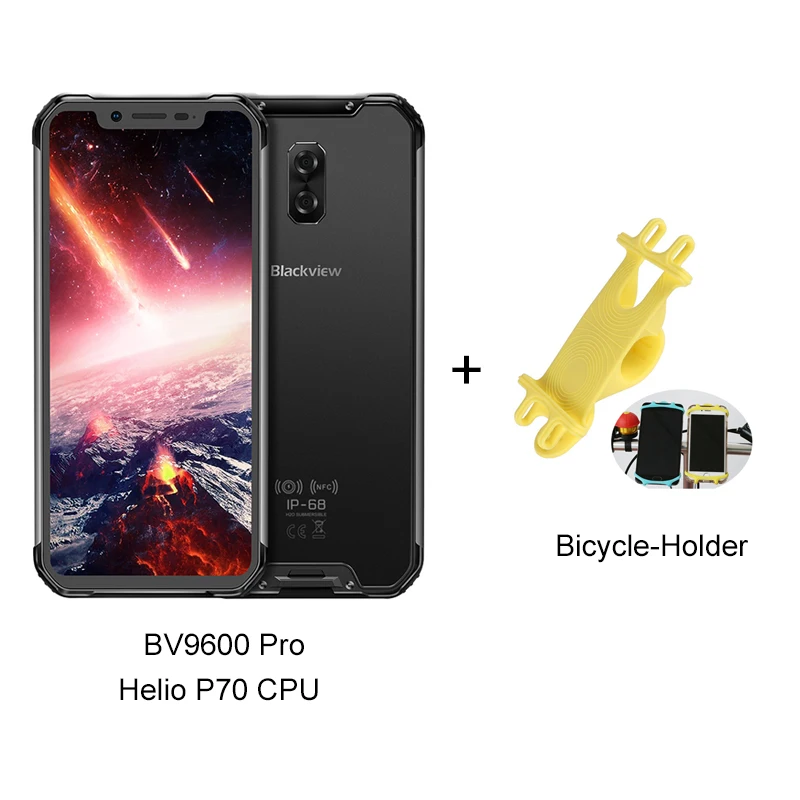 Add Bicycle Holder BLACKVIEW BV9600 Pro P70 IP68 6 ГБ+ 128 Гб Смартфон 16MP Face ID 6,21 дюймов FHD+ Беспроводная зарядка NFC Android 9,0 мобильный телефон - Цвет: Add Bicycle Holder