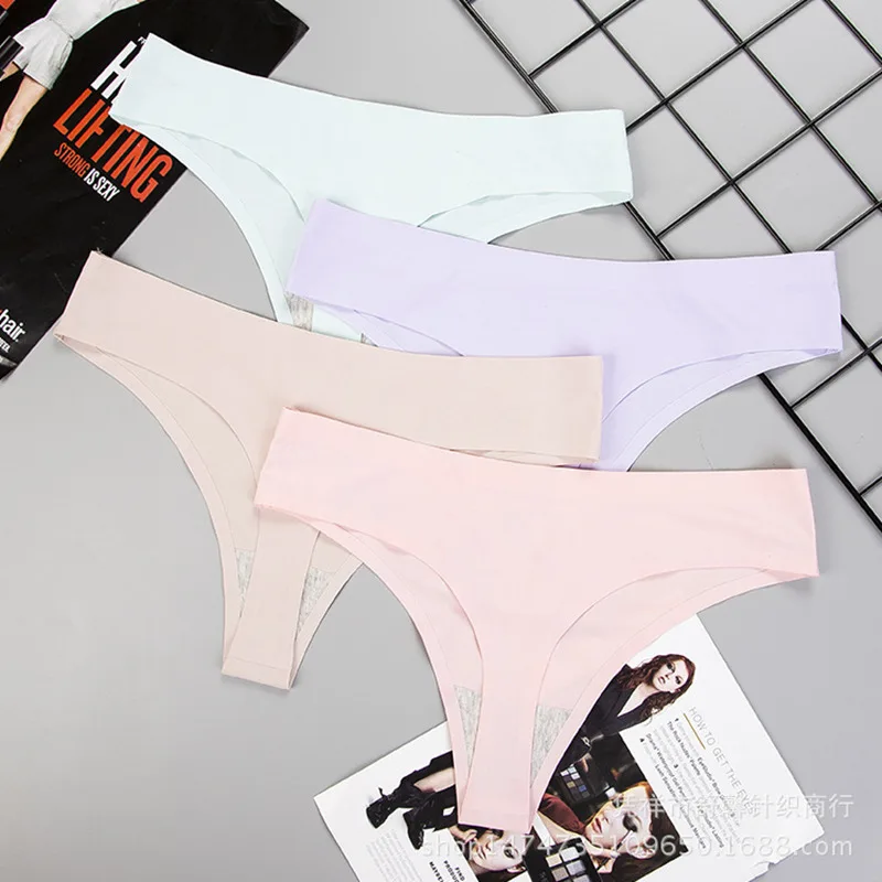Женские стринги сексуальные бесшовные трусики с низкой посадкой однотонные