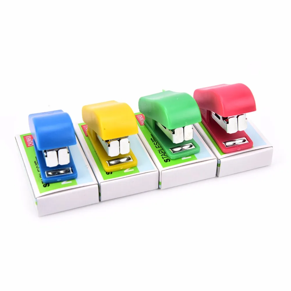 

1set Stapler Candy Solid Color Plastic Fastener Paper Stapler Manual Stapler No. 10 Staples Set Color Randomly