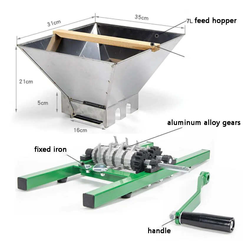 

Stainless Steel Manual Fruit Crusher Pulverizer Portable Cider Wine Juice Apple Grape Press Crushing Machine