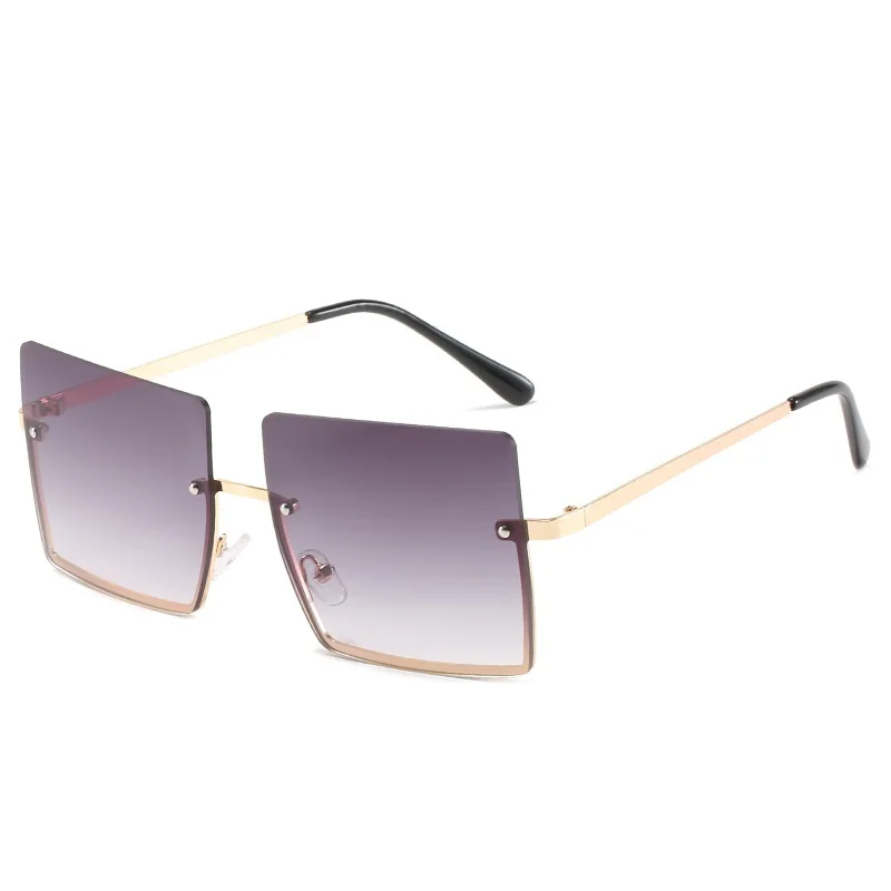 

Oversized Sunglasses Semi Rimless Sun Glasses Vintage Fashion Gafas Women Luxury Designer Lunette Trendy Spectacle Retro Oculos