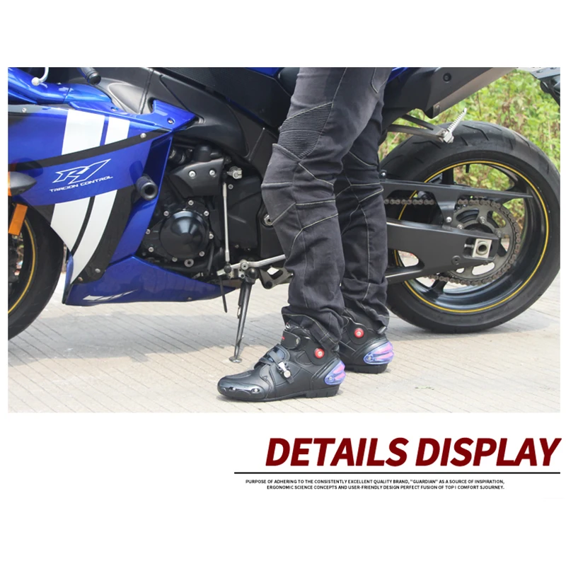 Новые мотоциклетные короткие ботинки из микрофибры кожаные гоночные ботильоны