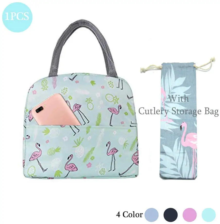 green with bag Изолированная сумка для обеда, сумка-тоут для женщин, широкая открытая изолированная сумка-холодильник, водостойкая, термостойкая, герметичная, ланч органайзер для детей - Цвет: green with bag