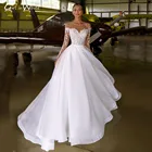 Свадебное платье с блестками и длинным рукавом, кружевные иллюзионные платья невесты с открытыми плечами, свадебные платья на пуговицах, 2022